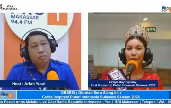 RunnerUp Puteri Indonesia Sulsel 2026 Berbagi Kisah di Pro1RRI