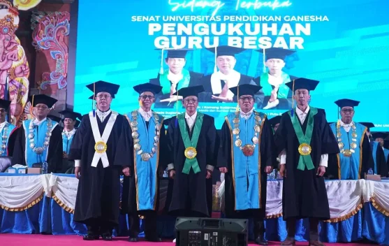 Perkuat Akademik, Undiksha Kukuhkan Tiga Guru Besar