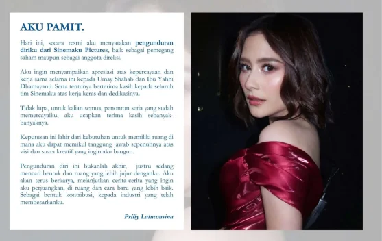 Prilly Latuconsina Resmi Mundur dari Sinemaku Pictures