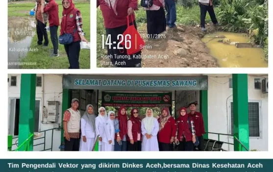 Tim Pengendali Vektor  Larvasidasi Cegah DBD dan Malaria di Sawang